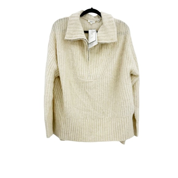 A.L.C. Everett Half Zip Wool Alpaca Pullover Sweater In Natural Size L NWT - Picture 4 of 11